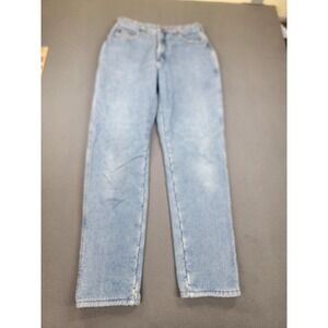 Vintage Lands' End Jeans Womens 12 Blue Straight Fleece Lined High Rise USA 90s
